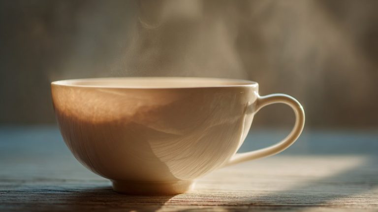Pristine bone china teacup showcasing translucency