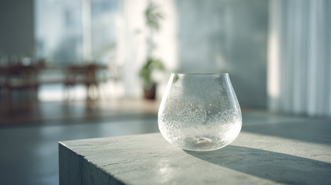 Zeitgenössische handgefertigte japanische Glaskunst in modernem Ambiente