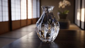 KAGAMI Crystal vase in a minimalist Japanese setting.