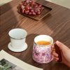 Flower Pattern Porcelain Tea Mug with Wood Handle & Infuser - 2