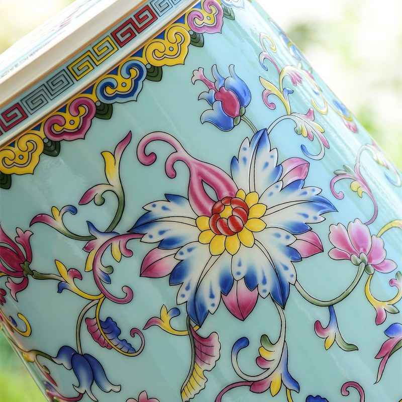 Flower Pattern Porcelain Tea Mug with Wood Handle & Infuser - 3