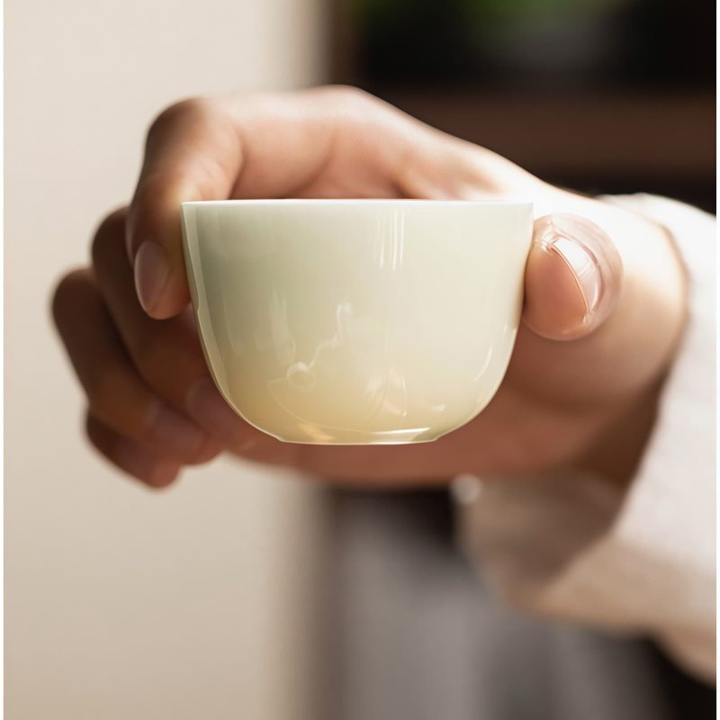 Plum Blossom Porcelain Kungfu Tea Set with Tray - 9 Pcs - 3
