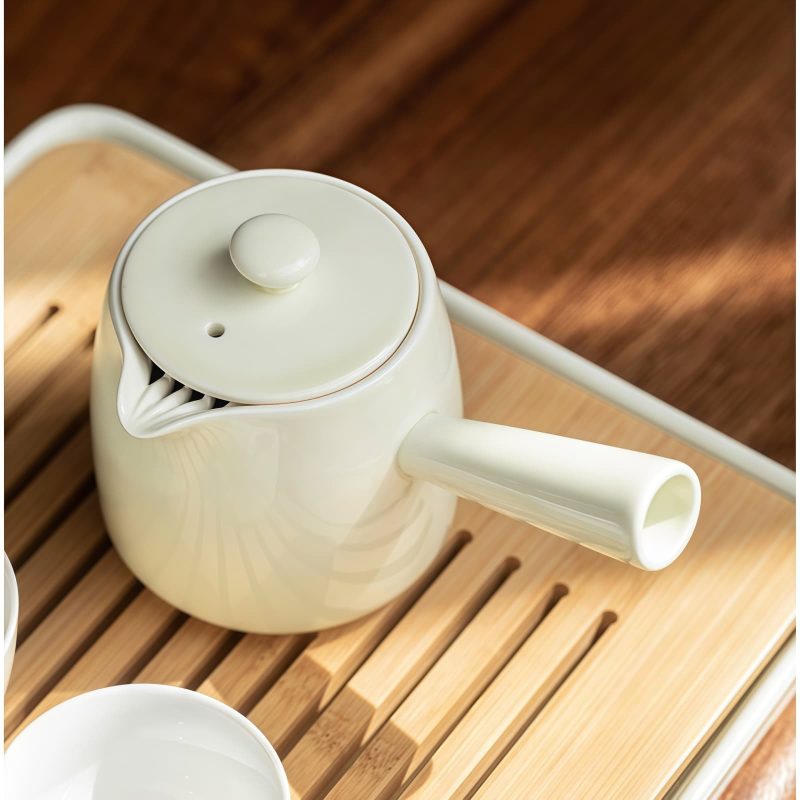 Plum Blossom Porcelain Kungfu Tea Set with Tray - 9 Pcs - 5