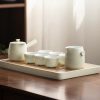 Plum Blossom Porcelain Kungfu Tea Set with Tray - 9 Pcs - 8