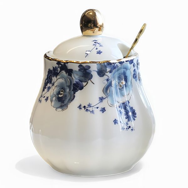 Rose Pattern Porcelain Sugar and Creamer Set - 1 Rose Pattern Porcelain Sugar and Creamer Set | Elegant Tea Accessories - 1
