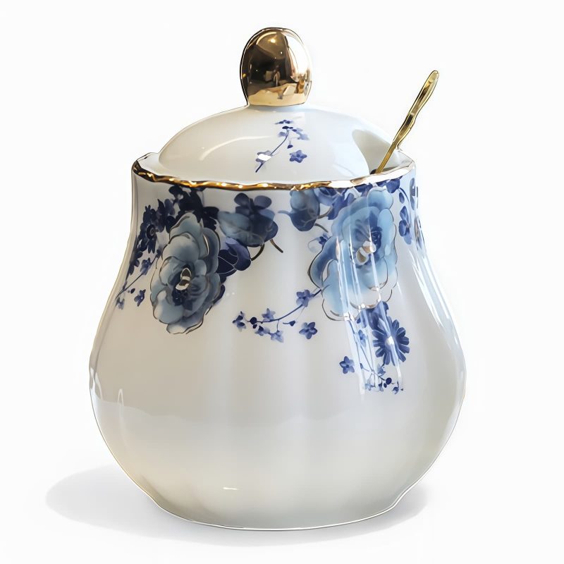 Zucker- und Milchset aus Porzellan mit Rosenmuster Rose Pattern Porcelain Sugar and Creamer Set | Elegant Tea Accessories - 1