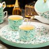 Porzellan-Teeservice in Hellgrün mit Blättermotiv und drehbarem Tablett Light Green Leaf Porcelain Tea Set with Rotating Tray - 2