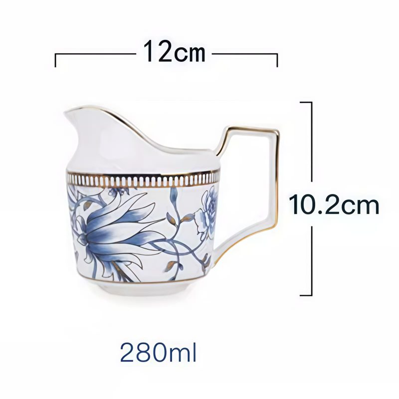 Blue & White Magnolia Bone China Creamer & Sugar Bowl Set | Yucca Collection - 3