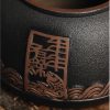 Teedose aus lila Ton mit Fisch-Relief Purple Pottery Fish Tea Caddy: Airtight Loose Tea Storage - 4