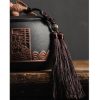 Teedose aus lila Ton mit Fisch-Relief Purple Pottery Fish Tea Caddy: Airtight Loose Tea Storage - 2