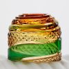 Handgeschliffenes Edo-Kiriko Sake-Glas aus grün-bernsteinfarbenem Kristall Edo Kiriko Green-Amber Crystal Sake Glass | Handcrafted Japanese Drinkware - 3