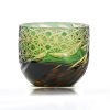 Handgeschliffenes Edo-Kiriko Sake-Glas aus grün-bernsteinfarbenem Kristall Edo Kiriko Green-Amber Crystal Sake Glass | Handcrafted Japanese Drinkware - 12