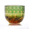 Handgeschliffenes Edo-Kiriko Sake-Glas aus grün-bernsteinfarbenem Kristall Edo Kiriko Green-Amber Crystal Sake Glass | Handcrafted Japanese Drinkware - 14