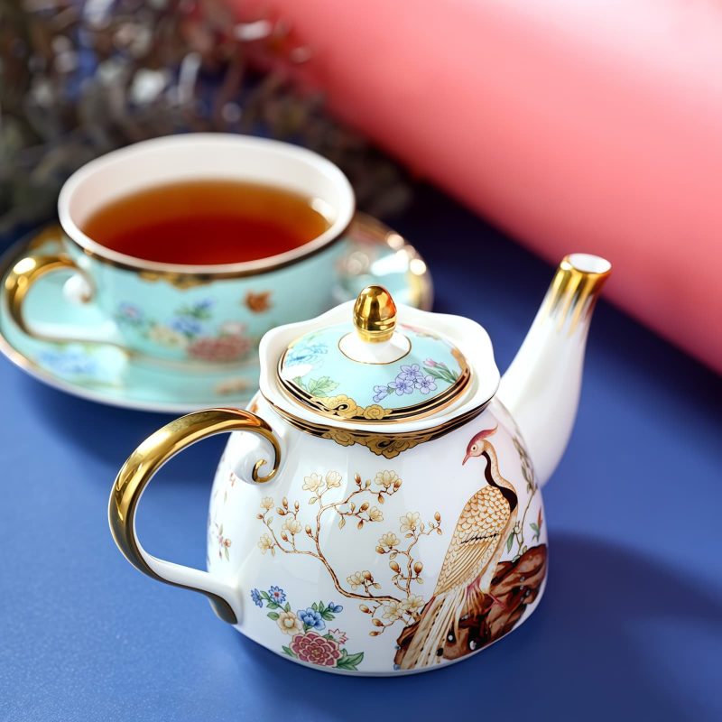 Phoenix English Tea Set for One: Elegant Bone China Teapot - 2