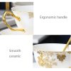 Bone China Teetasse und Unterteller Set mit goldenem Ahornblatt & Goldgriff Gold Maple Leaf Bone China Tea Cup & Saucer Set with Gold Handle - 3