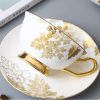 Bone China Teetasse und Unterteller Set mit goldenem Ahornblatt & Goldgriff Gold Maple Leaf Bone China Tea Cup & Saucer Set with Gold Handle - 2