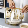 Bone China Teetasse und Unterteller Set mit goldenem Ahornblatt & Goldgriff Gold Maple Leaf Bone China Tea Cup & Saucer Set with Gold Handle - 5