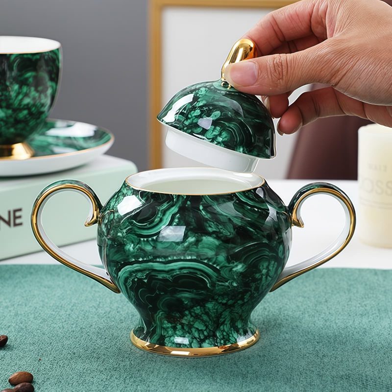 Vibrant Green Porcelain English Tea Set - Elegant Household Tea Party Set - 2