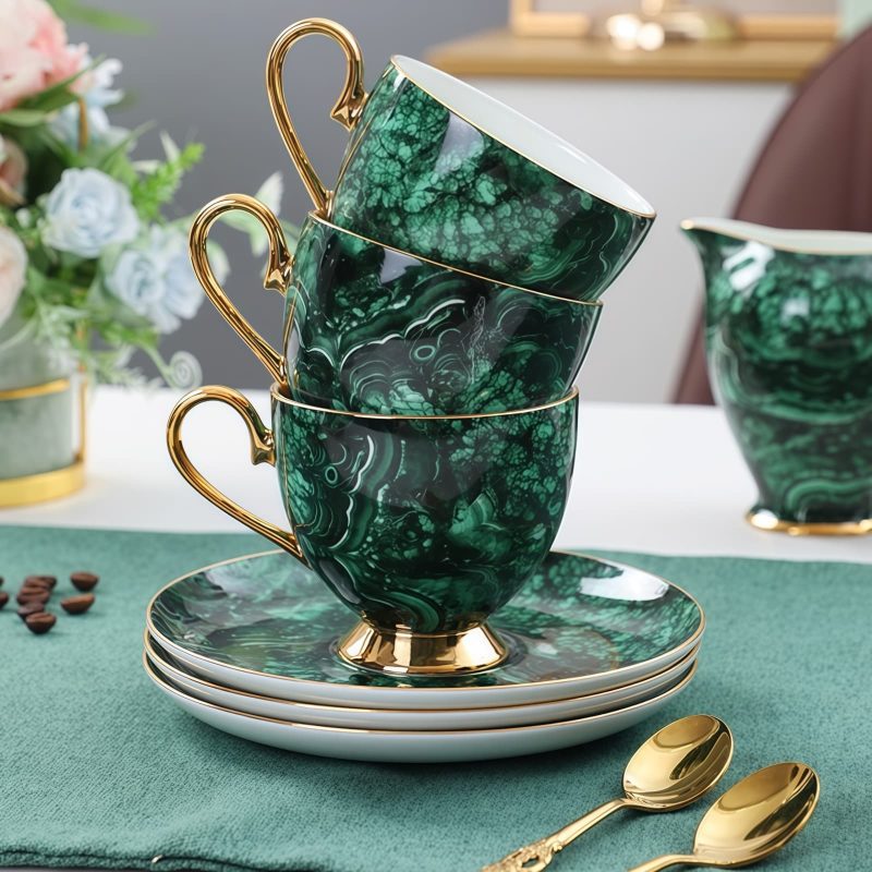 Vibrant Green Porcelain English Tea Set - Elegant Household Tea Party Set - 3
