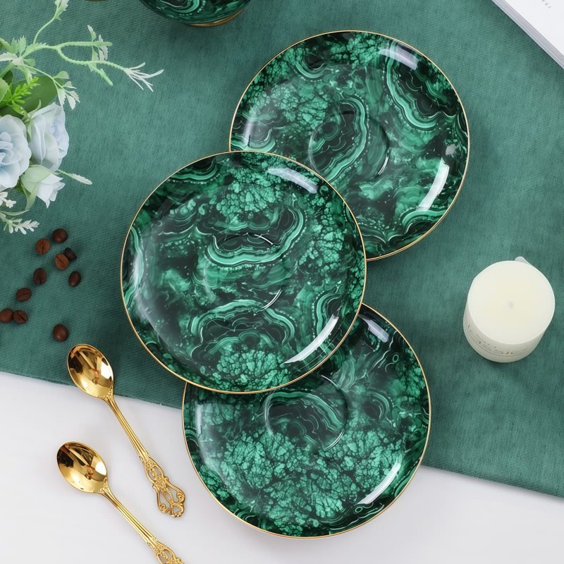 Vibrant Green Porcelain English Tea Set - Elegant Household Tea Party Set - 4