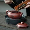 Handmade Plum Blossom Bird Yixing Purple Clay Tea Set - 4