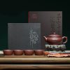 Handmade Plum Blossom Bird Yixing Purple Clay Tea Set - 8