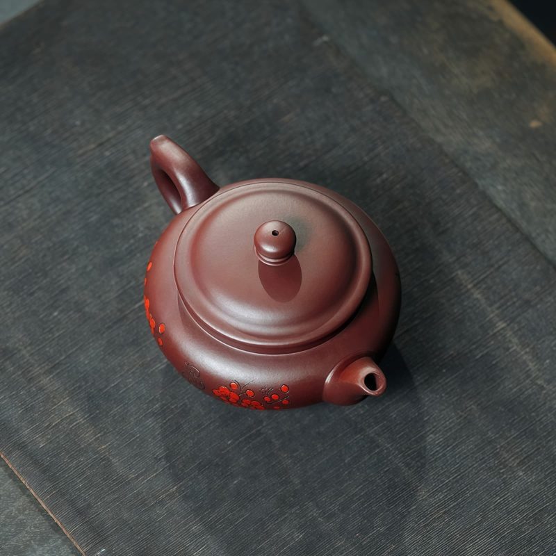 Handmade Plum Blossom Bird Yixing Purple Clay Tea Set - 3