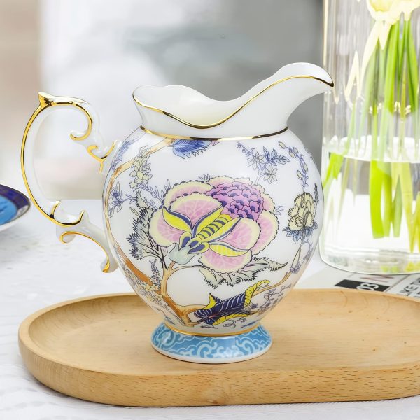 Edles Bone China Set: Sahnegießer & Zuckerdose mit blauem Dekor