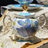 Edles Bone China Set: Sahnegießer & Zuckerdose mit blauem Dekor Intricate Blue Pattern Bone China Creamer & Sugar Bowl Set - Lead-Free - 2