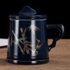 Teetasse aus Porzellan mit Bambus-Motiv, Sieb und Deckel Bamboo Pattern Porcelain Tea Mug with Infuser & Lid | 12 OZ Loose Leaf - 2