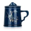 Teetasse aus Porzellan mit Bambus-Motiv, Sieb und Deckel Bamboo Pattern Porcelain Tea Mug with Infuser & Lid | 12 OZ Loose Leaf - 1