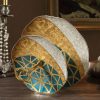 Luxuriöse Etagere aus Bone China in Gold-Grün Luxury Golden Green Bone China Tiered Cupcake Stand - 4