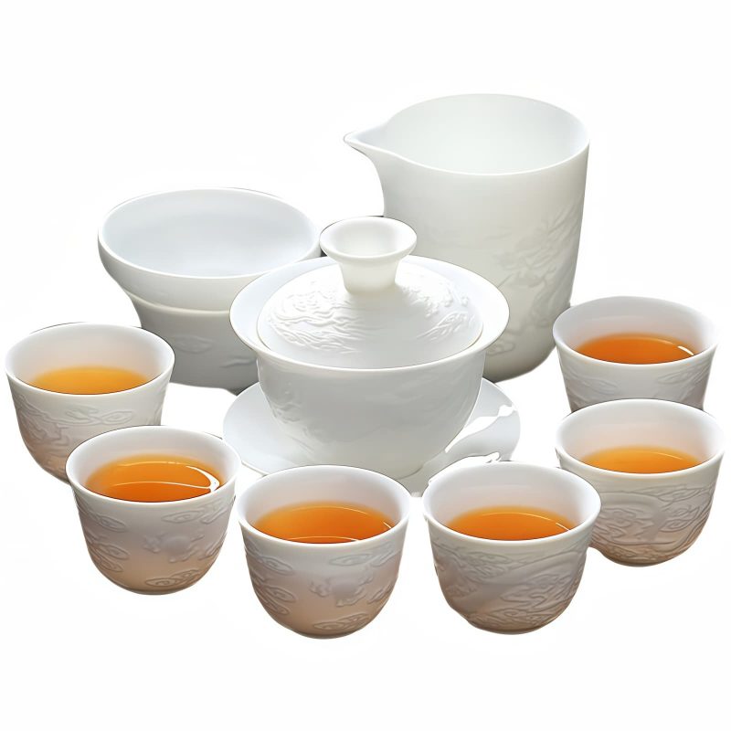 Edles Gongfu-Teeset aus Keramik mit Drachenrelief Exquisite Dragon Relief Ceramic Gongfu Tea Set - Authentic Chinese Tradition - 8