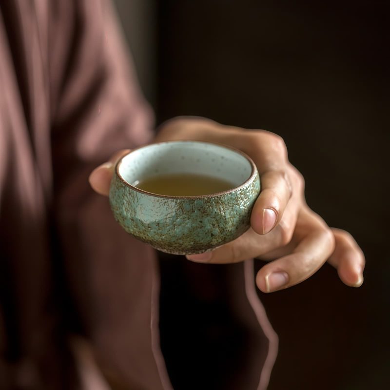 Lotus Japanese Gongfu Tea Set - Rough Pottery Ceremony Set - 5