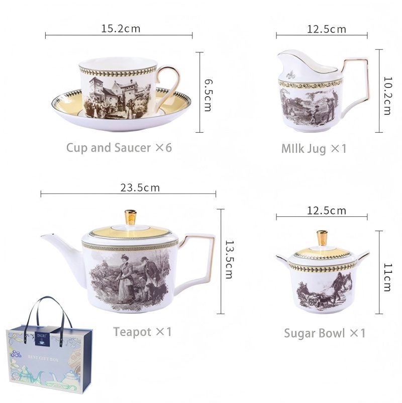 Handgefertigtes Skagen Teeservice aus feinstem Bone China Skagen Handcrafted Bone China Tea Set | Vintage European Dinnerware - 6
