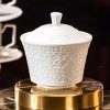 Weißes Porzellan-Teeservice mit Bohème-Relief White Bohemian Embossed Porcelain Tea Set - Elegant English Teaware - 5