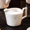 Weißes Porzellan-Teeservice mit Bohème-Relief White Bohemian Embossed Porcelain Tea Set - Elegant English Teaware - 4