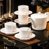 Weißes Porzellan-Teeservice mit Bohème-Relief White Bohemian Embossed Porcelain Tea Set - Elegant English Teaware - 6