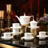 Weißes Porzellan-Teeservice mit Bohème-Relief White Bohemian Embossed Porcelain Tea Set - Elegant English Teaware - 2