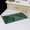 Luxury Green Porcelain Tray with Gold-Plated Handles | Elegant Decor - 1