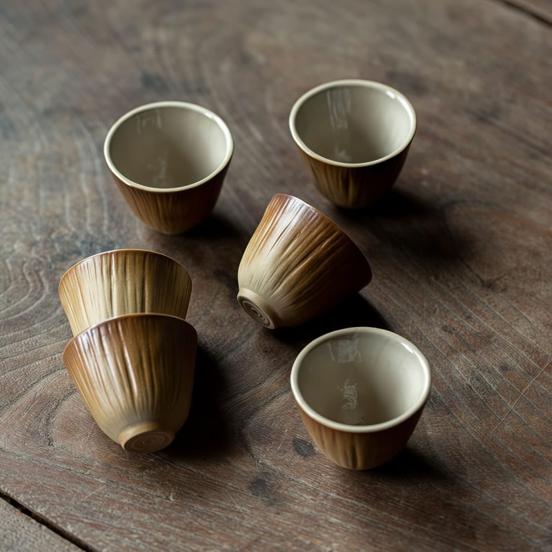 Rustikales Teeset aus holzgefeuerter Keramik mit brauner Glasur Rustic Wood-Fired Brown Glaze Pottery Tea Set - 2