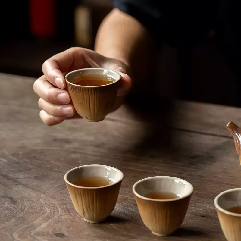 Rustikales Teeset aus holzgefeuerter Keramik mit brauner Glasur Rustic Wood-Fired Brown Glaze Pottery Tea Set - 8