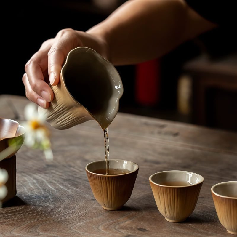 Rustikales Teeset aus holzgefeuerter Keramik mit brauner Glasur Rustic Wood-Fired Brown Glaze Pottery Tea Set - 7