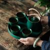 Minimalist Japanese Tea Set: Ceramic Teapot with Tray - 3
