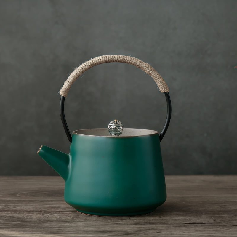 Minimalist Japanese Tea Set: Ceramic Teapot with Tray - 5
