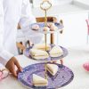Etagere aus Bone China mit edlem Edelstein-Relief und goldenem Gestänge Gem-like Bone China Tiered Cake Stand with Gold Rods - 2
