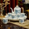 Blau-Weißes Tee-Service aus Porzellan mit Granatapfelblüten-Motiv und Tablett Blue & White Garnet-Flower Porcelain Tea Set with Tray - 6