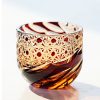Handgefertigtes Edo-Kiriko Sake-Glas aus bernstein-rotem Kristall Edo Kiriko Handcrafted Red-Amber Crystal Sake Glass - 2