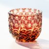 Handgefertigtes Edo-Kiriko Sake-Glas aus bernstein-rotem Kristall Edo Kiriko Handcrafted Red-Amber Crystal Sake Glass - 5
