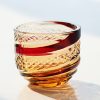 Handgefertigtes Edo-Kiriko Sake-Glas aus bernstein-rotem Kristall Edo Kiriko Handcrafted Red-Amber Crystal Sake Glass - 6